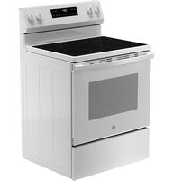 GE - 5.3 Cu. Ft. Freestanding Electric Range with Steam Cleaning and 4 Burner Radiant Cooktop - W... - Angle