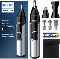 Philips Norelco - Nose Trimmer 5000 for Nose, Ears, Eyebrows Trimming Kit, NT5600/62 - Black/Silver - Angle