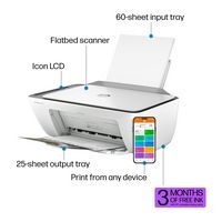 HP - DeskJet 2855e Wireless All-In-One Inkjet Printer with 3 Months of Instant Ink Included with ... - Angle