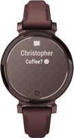 Garmin - Lily 2 Classic Smartwatch 34 mm Anodized Aluminum - Dark Bronze with Mulberry Leather Band - Angle