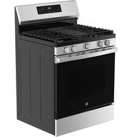 GE - 5.3 Cu. Ft. Freestanding Gas Convection Range with Steam Cleaning and EasyWash Oven Tray - S... - Angle