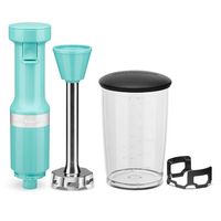 KitchenAid - Corded Variable-Speed Immersion Blender in Aqua Sky with Blending Jar - Blue - Angle