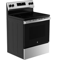 GE - 5.3 Cu. Ft. Freestanding Electric Range with Steam Cleaning and 4 Burner Radiant Cooktop - S... - Angle