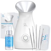 Pure Daily Care - Nano Ionic Facial Steamer with 5 Piece Skin Kit and Hyaluronic Serum - Silver - Angle