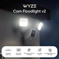 Wyze - Wired Outdoor Wi-Fi, 2800 Lumen Floodlight Home 2k Security Camera v2 - Black - Black - Angle