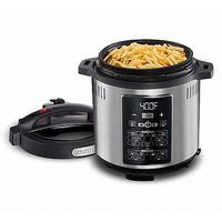 Gourmia - 6-Quart Pressure Cooker and Air Fryer - Black - Angle