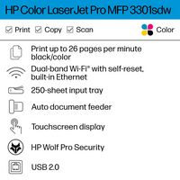 HP - LaserJet Pro MFP 3301sdw Wireless Color All-in-One Laser Printer - White - Angle