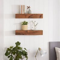 TRINITY - DRAKESTONE | Farmhouse Floating Shelf | 2-Pack | - Walnut - Angle