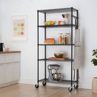 TRINITY - 5-Tier | 36x18x72 | Commercial Wire Shelving | NSF | w/ Sidebar & Wheels | - Black - Angle