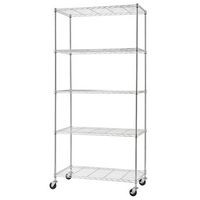 TRINITY - BASICS EcoStorage 5-Tier | 36x18x72 | Wire Shelving | NSF | w/ Wheels | - Chrome - Angle
