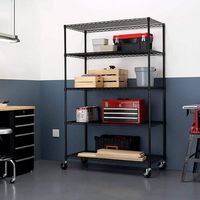 TRINITY - 5-Tier | 48x24x72 | Commercial Wire Shelving | NSF | w/ Wheels | - Black - Angle