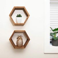 TRINITY - DRAKESTONE | Hexagon Shelves | 2-Pack | - Walnut - Angle