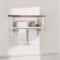 TRINITY - DRAKESTONE | Towel Bar w/ Shelves | - White Wash - Angle