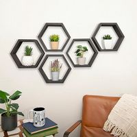 TRINITY - DRAKESTONE | Hexagon Shelves | 5-Pack | - Black - Angle