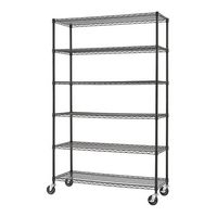 TRINITY - BASICS 6-Tier | 48x18x72 | Wire Shelving | NSF | w/ Wheels | - Black - Angle