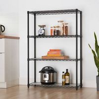 TRINITY - 4-Tier | 36x14x54 | Commercial Wire Shelving | NSF | w/ Liners | - Black - Angle