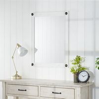 TRINITY - DRAKESTONE | 24x31 Farmhouse Vanity Mirror w/ Clavos | White Wash - White Wash - Angle