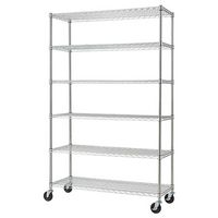 TRINITY - BASICS EcoStorage 6-Tier | 48x18x72 | Wire Shelving | NSF | w/ Wheels | - Chrome - Angle