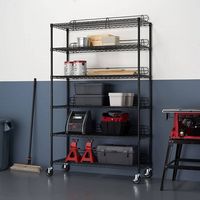 TRINITY - 6-Tier | 48x18x72 | Commercial Wire Shelving | NSF | w/ Backstands & Wheels | - Black - Angle