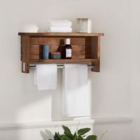 TRINITY - DRAKESTONE | Towel Bar w/ Shelves | - Walnut - Angle