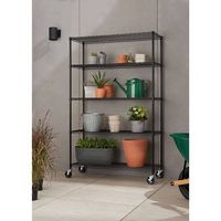 TRINITY - 5-Tier | 48x18x72 | Outdoor Commercial Wire Shelving | NSF | w/ Wheels | - Black Epoxy - Angle