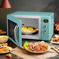 Costway - 0.9Cu.ft. Retro Countertop Compact Microwave Oven 900W 8 Cooking Settings - Green - Angle