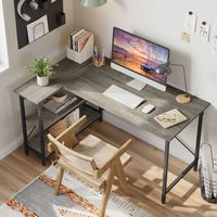 Bestier - Small L-Shaped Corner Gaming Desk with Storage Shelves - 55