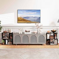 Costway 2 PCS 3-Tier Bookshelf Geometric Bookcase Side Table with Open Storage Display Shelf - Black - Angle