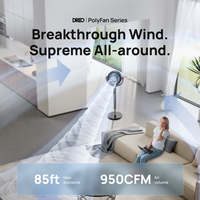 Dreo - Standing Fan, 120°+120° Smart Oscillating Floor Fans, 85 ft Fan For Bedroom, DC Motor Quie... - Angle