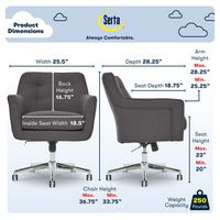 Serta - Ashland Memory Foam & Twill Fabric Home Office Chair - Graphite - Angle