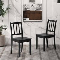 Costway Wood Dining Chair Set of 2 with Rubber Wood Legs Curved Backrest for Kitchen - Black - Angle