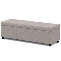Simpli Home - Avalon Extra Large Storage Ottoman Bench - Cloud Grey - Angle