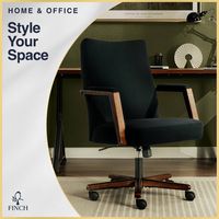 Finch - Neo One Fabric Mid-Back Home Office Chair with Padded Arms - Black - Angle