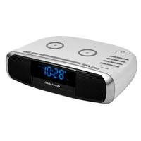 Studebaker - Workstation Hi-Fi CD Clock Radio and Wireless Charging Station - White - Angle