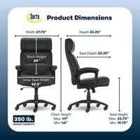 Serta - Comfort Big and Tall Modern Bonded Leather Executive Office Chair - Black - Angle