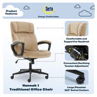 Serta - Hannah Upholstered Executive Office Chair with Pillowed Headrest - Soft Plush - Beige - Angle