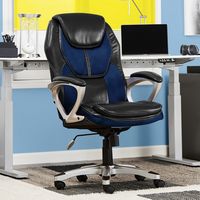 Serta - Amplify Work or Play Ergonomic High-Back Faux Leather Swivel Executive Chair with Mesh Ac... - Angle