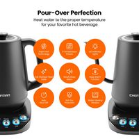 Chefman - Electric 0.8L Gooseneck Kettle with 5 Preset Temperatures, Keep Warm Function - Black - Angle