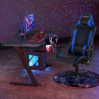 Costway - Racing Massage Gaming Chair with Lumbar Support - Blue + Black - Angle