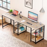 Bestier 55inch Gaming Desk L-shaped Desk Office Computer Desk - Light Oak - Angle
