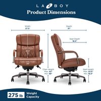 La-Z-Boy - Symphony Executive Mid-Back Bonded Leather Office Chair - Cognac and Graphite - Angle
