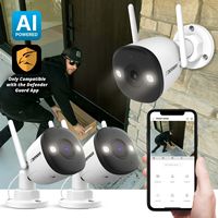 Defender - AI POWERED 4K Guard Pro Wi-Fi 6 Plug-in Power Security Camera - 2 pack - White - Angle