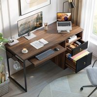 Bestier 55-Inch Gaming Desk with Keyboard Tray Modern Computer Desk with Storage File Drawer Flut... - Angle