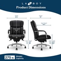 La-Z-Boy - Symphony Executive Mid-Back Bonded Leather Office Chair - Black and Chrome - Angle