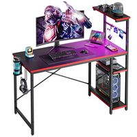 Bestier 44-Inch Gaming Desk with RGB LED Lights Computer Desk Featuring 4-Tier Storage Shelves an... - Angle
