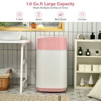 Costway - 8 lb. Portable Fully Automatic Washing Machine with Drain Pump Pink - Pink and White - Angle