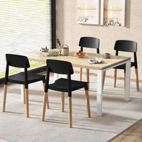 Costway Dining Side Chairs Set of 4 with Ergonomic Backrest Wide Seat & Sturdy Wooden Legs - Black - Angle
