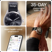Withings - ScanWatch 2 - Heart Health Hybrid Smartwatch - 42mm - Black/Silver - (2022) - Angle