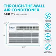 Arctic Wind - 8,300 BTU 350 Sq. Ft In Wall Air Conditioner with Remote Control - White - Angle