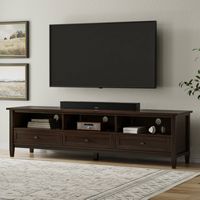 Simpli Home - Warm Shaker SOLID WOOD 72 inch Low TV Media Stand in Tobacco Brown For TVs up to 80... - Angle